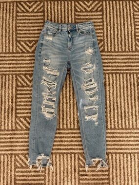 American Eagle Distressed Light Blue Women's Ripped Jeans Size 4L